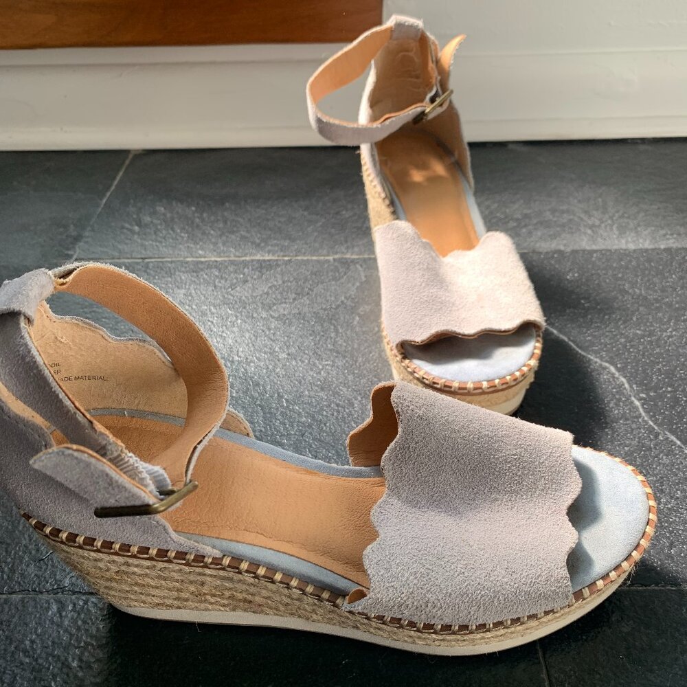 Crown Vintage Grey/Light blue Espadrille Wedges size 8.5